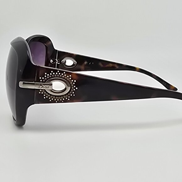 Christian Dior Precieuse Havana Rhinestone Frame Brown Gradient Lens Sunglasses - Picture 3 of 15